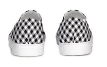 Load image into Gallery viewer, Black and White Gingham Slip On Canvas Shoes