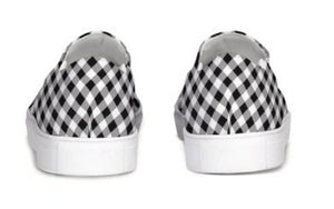 Black and White Gingham Slip On Canvas Shoes