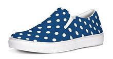 Load image into Gallery viewer, Navy and White Polka Dot Slip On Canvas Shoes