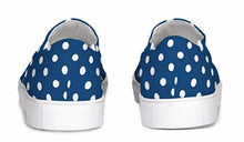 Load image into Gallery viewer, Navy and White Polka Dot Slip On Canvas Shoes