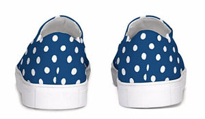 Navy and White Polka Dot Slip On Canvas Shoes