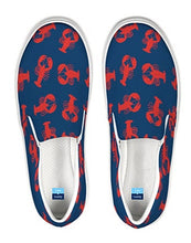 Load image into Gallery viewer, Navy and Red Lobster Slip On Canvas Shoes