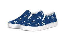 Load image into Gallery viewer, Navy and White Anchor Slip On Canvas Shoes