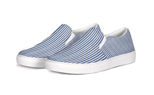 Navy Seersucker Slip On Canvas Shoes