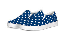 Load image into Gallery viewer, Navy and White Polka Dot Slip On Canvas Shoes