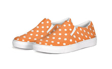 Load image into Gallery viewer, Orange and White Polka Dot Slip On Canvas Shoes