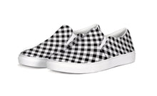 Load image into Gallery viewer, Black and White Gingham Slip On Canvas Shoes