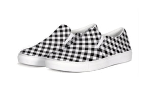 Black and White Gingham Slip On Canvas Shoes