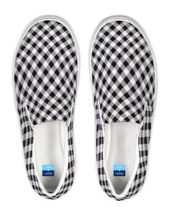 Black and White Gingham Slip On Canvas Shoes