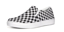 Load image into Gallery viewer, Black and White Gingham Slip On Canvas Shoes