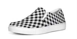 Black and White Gingham Slip On Canvas Shoes