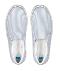 Blue Seersucker Slip On Canvas Shoes