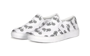 Black and White Bicycle Slip On Canvas Shoes