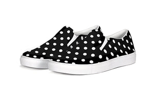 Black and White Polka Dot Slip On Canvas Shoes