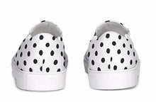 Load image into Gallery viewer, White and Black Polka Dot Slip On Canvas Shoes