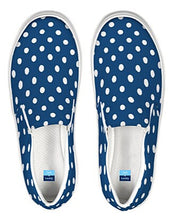Load image into Gallery viewer, Navy and White Polka Dot Slip On Canvas Shoes