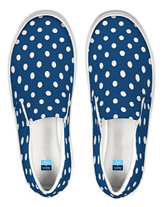 Navy and White Polka Dot Slip On Canvas Shoes