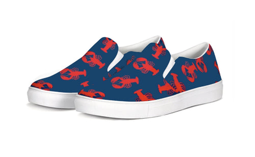 Navy and Red Lobster Slip On Canvas Shoes
