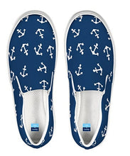 Load image into Gallery viewer, Navy and White Anchor Slip On Canvas Shoes
