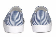 Load image into Gallery viewer, Navy Seersucker Slip On Canvas Shoes