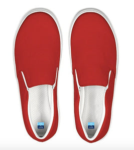 Red Slip On Canvas Shoes