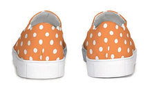 Load image into Gallery viewer, Orange and White Polka Dot Slip On Canvas Shoes
