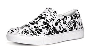 Black and White Chinoiserie Slip On Canvas Shoes