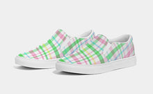 Load image into Gallery viewer, Pink and Green Madras Slip On Canvas Shoes