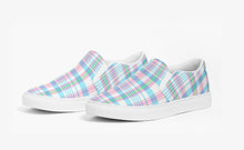 Load image into Gallery viewer, Aqua and Pink Madras Slip On Canvas Shoes