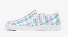 Load image into Gallery viewer, Aqua and Pink Madras Slip On Canvas Shoes