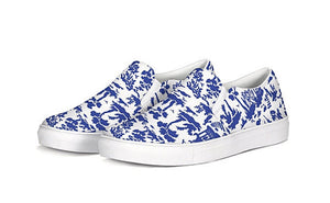 Blue Willow Style Chinoiserie Slip On Canvas Shoes