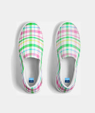 Load image into Gallery viewer, Pink and Green Madras Slip On Canvas Shoes