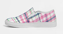 Load image into Gallery viewer, Pink and Navy Madras Slip On Canvas Shoes