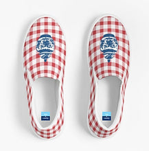 Load image into Gallery viewer, Red Gingham Navy Ginger Jar Slip On Canvas Shoes