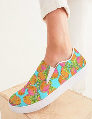 Tropical Oranges Slip On Canvas Shoes