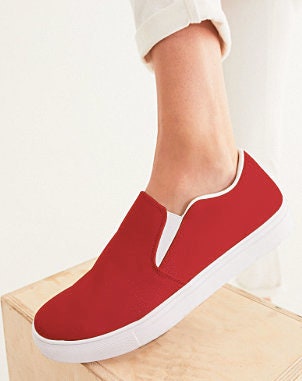 Red Slip On Canvas Shoes