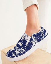 Load image into Gallery viewer, Navy and White Chinoiserie Toile Slip On Canvas Shoes