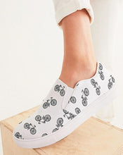 Load image into Gallery viewer, Black and White Bicycle Slip On Canvas Shoes