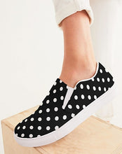 Load image into Gallery viewer, Black and White Polka Dot Slip On Canvas Shoes