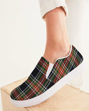 Load image into Gallery viewer, Stewart Black Tartan Plaid Slip On Canvas Shoes
