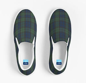 Black Watch Tartan Plaid Slip On Canvas Shoes