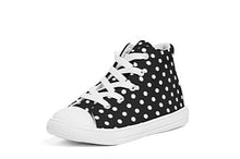 Load image into Gallery viewer, Kids High Top Canvas Black and White Polka Dot Sneakers