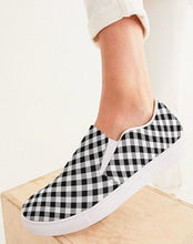 Load image into Gallery viewer, Black and White Gingham Slip On Canvas Shoes