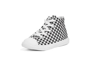 Kids High Top Canvas Black and White Gingham Sneakers