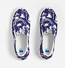 Load image into Gallery viewer, Navy and White Chinoiserie Toile Slip On Canvas Shoes