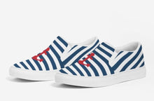 Load image into Gallery viewer, Navy Stripes and Anchor Slip On Canvas Shoes
