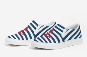 Navy Stripes and Anchor Slip On Canvas Shoes