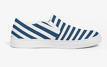 Load image into Gallery viewer, Navy Striped Slip On Canvas Shoes