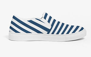 Navy Striped Slip On Canvas Shoes