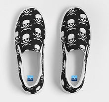 Load image into Gallery viewer, Skull and Crossbones Slip On Canvas Shoes